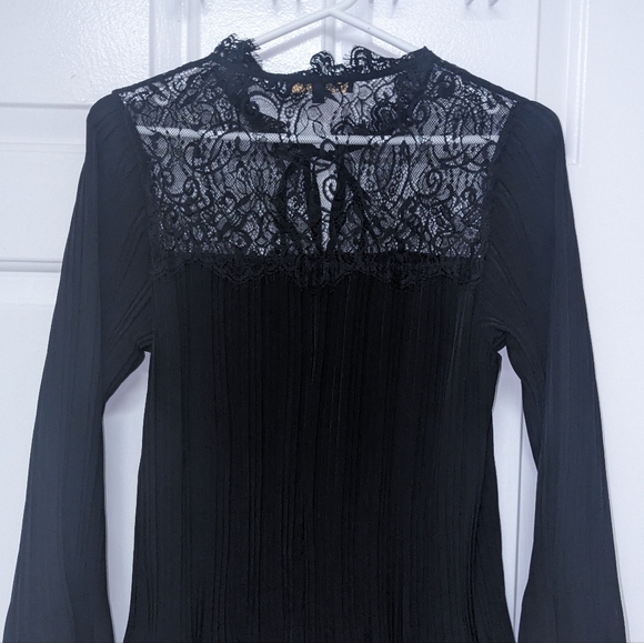 Maje Rockette Pleated Lace Dress in Black - Picture 12 of 12
